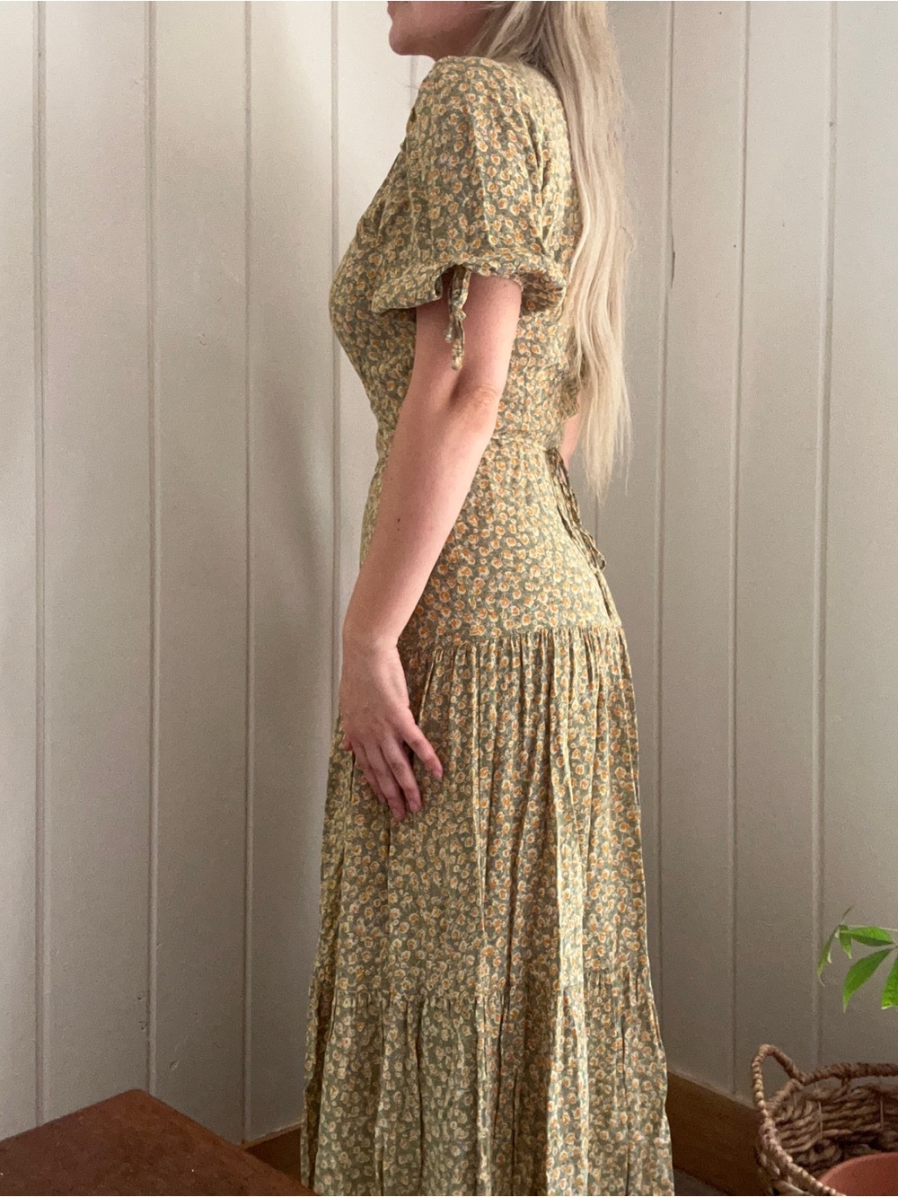 Christy Dawn Green Floral Wrap Maxi Dress - Deadstock / Limited Edition - Picture 2 of 10
